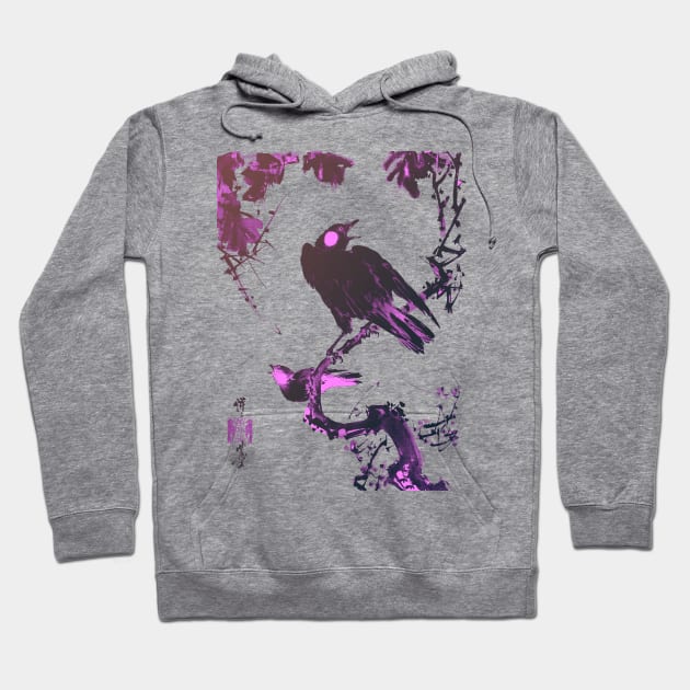 Japanese brush painting bird singing Hoodie by Blacklinesw9